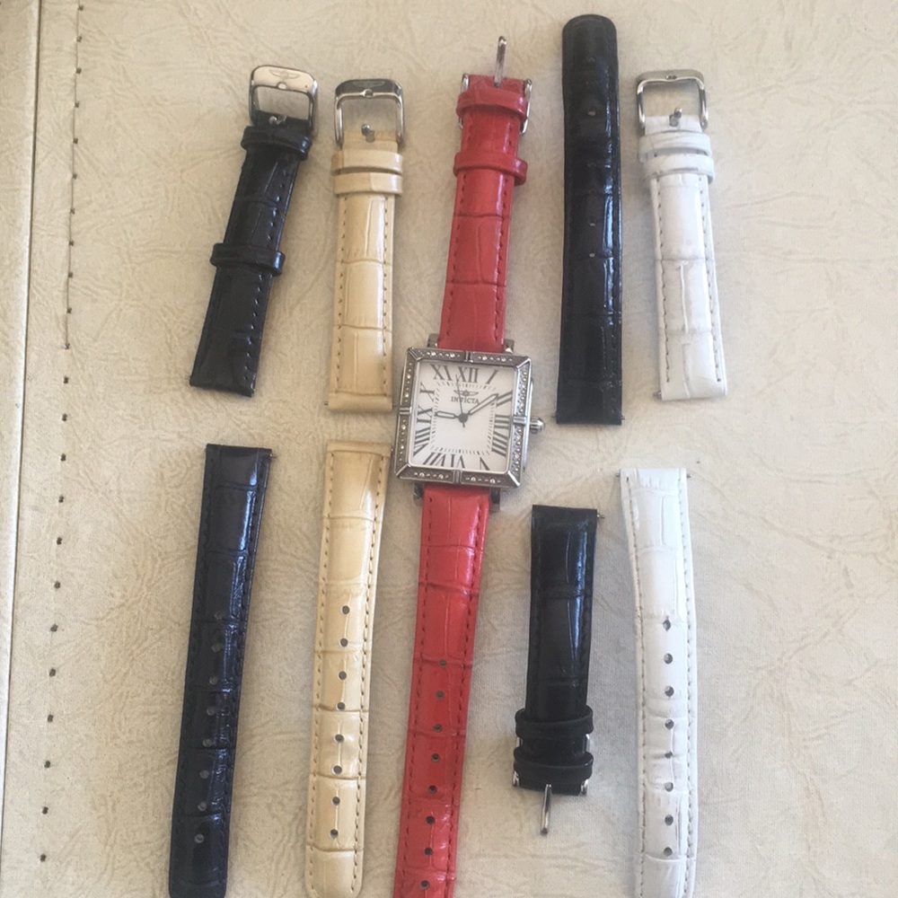 Invicta watch with 5 leather straps